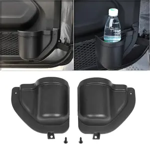 Jeep Wrangler JL JLU 2-PACK Front Door Organizer Tray for 2018-2025 Models Rubicon Sport Sahara Gladiator JT 4EX Interior Storage Box Black Accessory