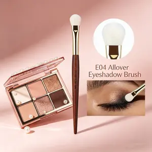 Fluffin E04 Allover Eyeshadow Brush, Natural Goat Hair, Big Flat Design, Rosewood Handle, Copper Pipe, High-End Makeup Tool