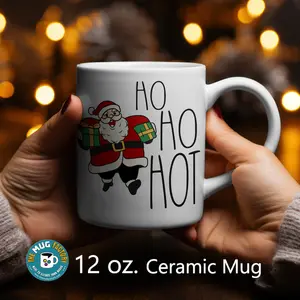 HO HO HOT Ceramic Mug with Rae Dunn Inspired Design