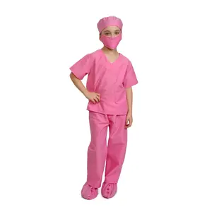 Pink Nurse Costume Dress For Kids - Includes Half Sleeves Shirt, Pants, Cap, Surgical Mask & Shoe Covers - Ideal For Halloween, Pretend Play, Career Day & Cosplay