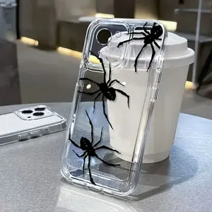 1 TPU Full Coverage Anti-drop Transparent Phone Case with 3 Black Spiders Pattern, Suitable for iPhone 17 Air/16 Plus/15 Pro Max/14 Pro/13/12/11/XS Max/X, Best Choice for Holiday Gifts to Family, Friends, Lovers, Girlfriends TMTKK25