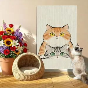 Indoor Cat Scratching Mat with Self Adhesive Backing, Cat Scratch Pad for Wall Corner and Sofa Placement, Furniture Protection, Durable Claw Grinding Board, Interactive Cat Climbing Mat and Play Area Decor