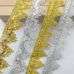 5Meters/16.4Ft Per Pack New Style Leaf Sequin Lace Trim Clothing Accessories DIY Lace Curtain Trim Clothing Accessories Lace Scallop Trim 4cm Crown Lace Trim