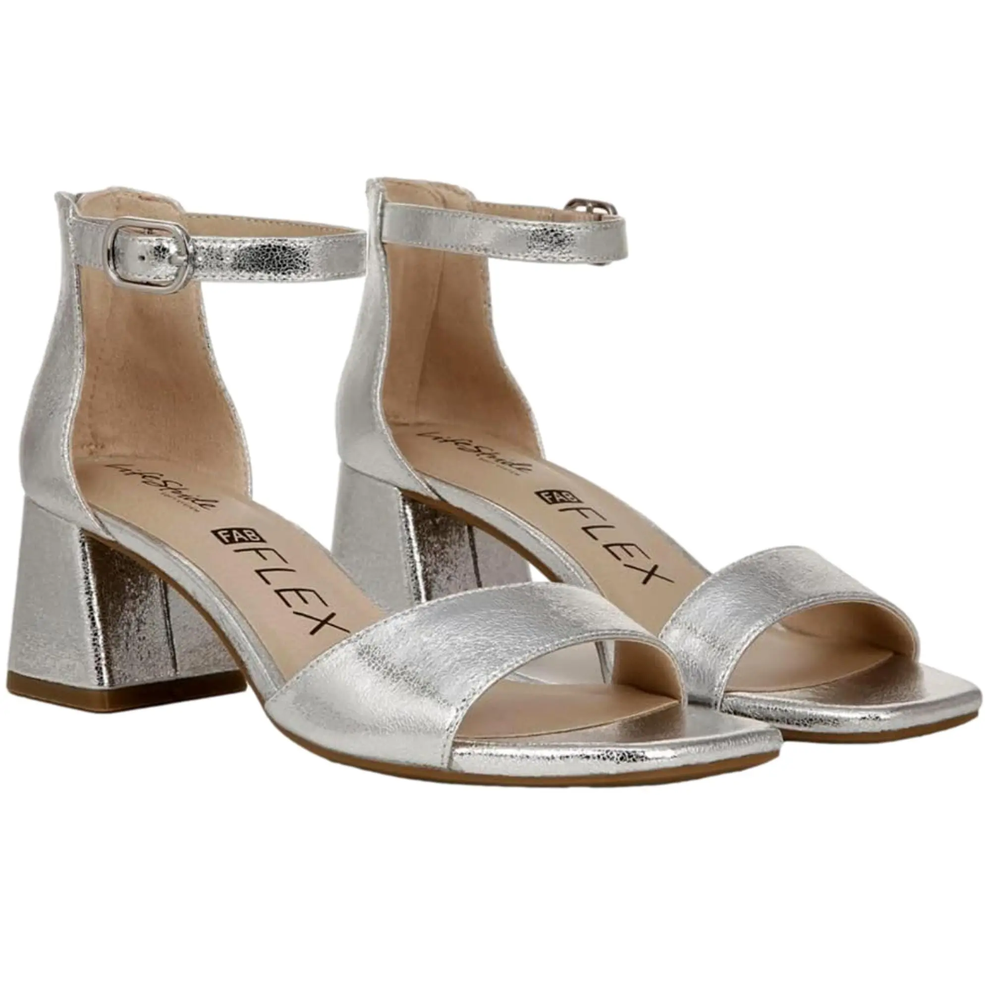 Lifestride Cassidy Ankle Strap Dress Sandals Silver  I8937S1020 Women's