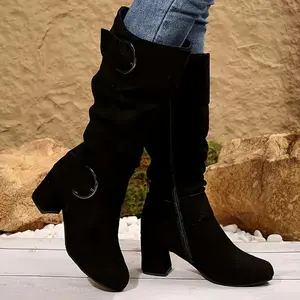 Stylish Casual Knee-High Boots - Ms. Wanqiang'S with Zipper for Added Height