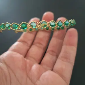 gold wire wrapped beaded bracelet