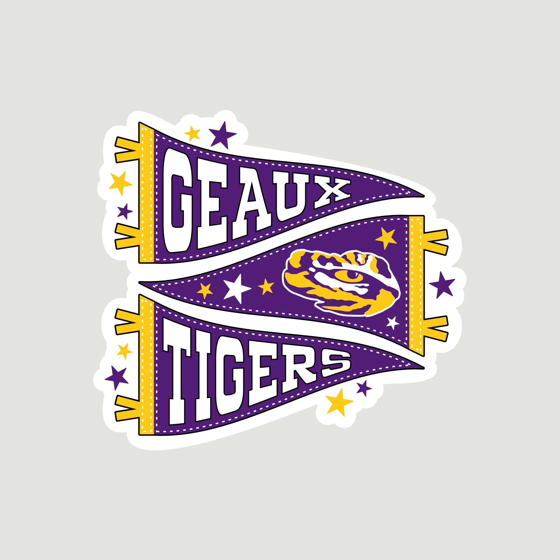 Geaux Tigers Pennant Flag 4" Decal