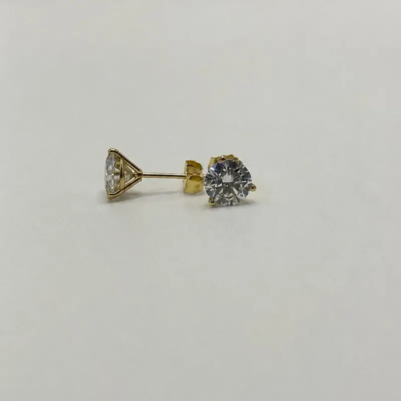Lab Grown Diamond Stud Earrings, 2.30TCW, 14k Yellow Gold Martini Setting