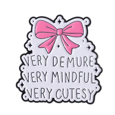 Very Demand Very Mindful Very Cute Pink Bow, Text Brooch Badge Clip, Alloy Brooch Pin, Letter Brooch Pin, Lapel Pins, Paired with Clothes, Backpack, Fashionable Jewelry Suitable for Men and Women's Daily Wear, Exquisite Gift for Friends, Fashion Accessory