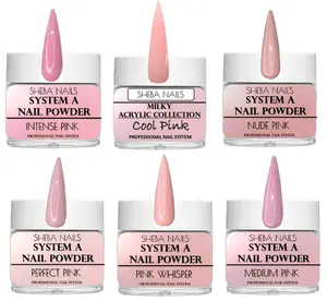 SHEBA NAILS Foundation Pinks Core Acrylic Powder Variety Kit - 6 colors - 1/4oz. each - Professional Acrylic - Medium Setting - Buttery Consistency - Self-Leveling - Superior Adhesion - MMA Free