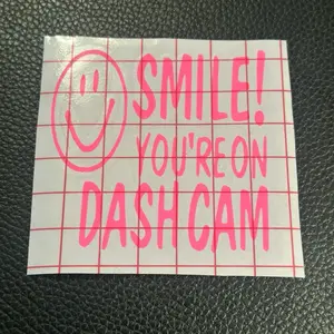 Smile You're on Dash Cam Decal for Windshield Windows Vehicles Walls Easy Application Weather Resistant Sticker
