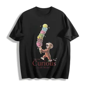 Curious George Little Monkey T-Shirt, Animal Tee, Cartoon Tshirt, Gifts Shirt, Unisex Vintage Graphic Tees Gothic Grunge Y2k Emo Scene Amity Affliction Style Clothes Men Women Streetwear Summer