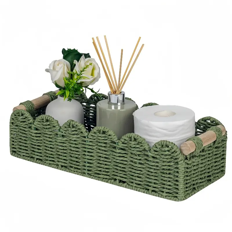 Decorative Baskets with Scalloped Edges for Home Use, Bathroom Basket Organizer, Suitable for Living Rooms, Storing Toilet Paper Above The Toilet, End Tables, Small Paper Rope Baskets Serve Storage And Decorative Purposes