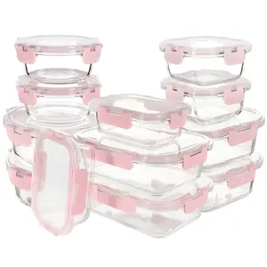 12 Pack Glass Food Storage Containers with Lids, Glass Airtight Meal Prep Container Set for Lunch, on the Go, Leftover, Kitchen Pantry Organizers and Storage, Leak Proof Utensils