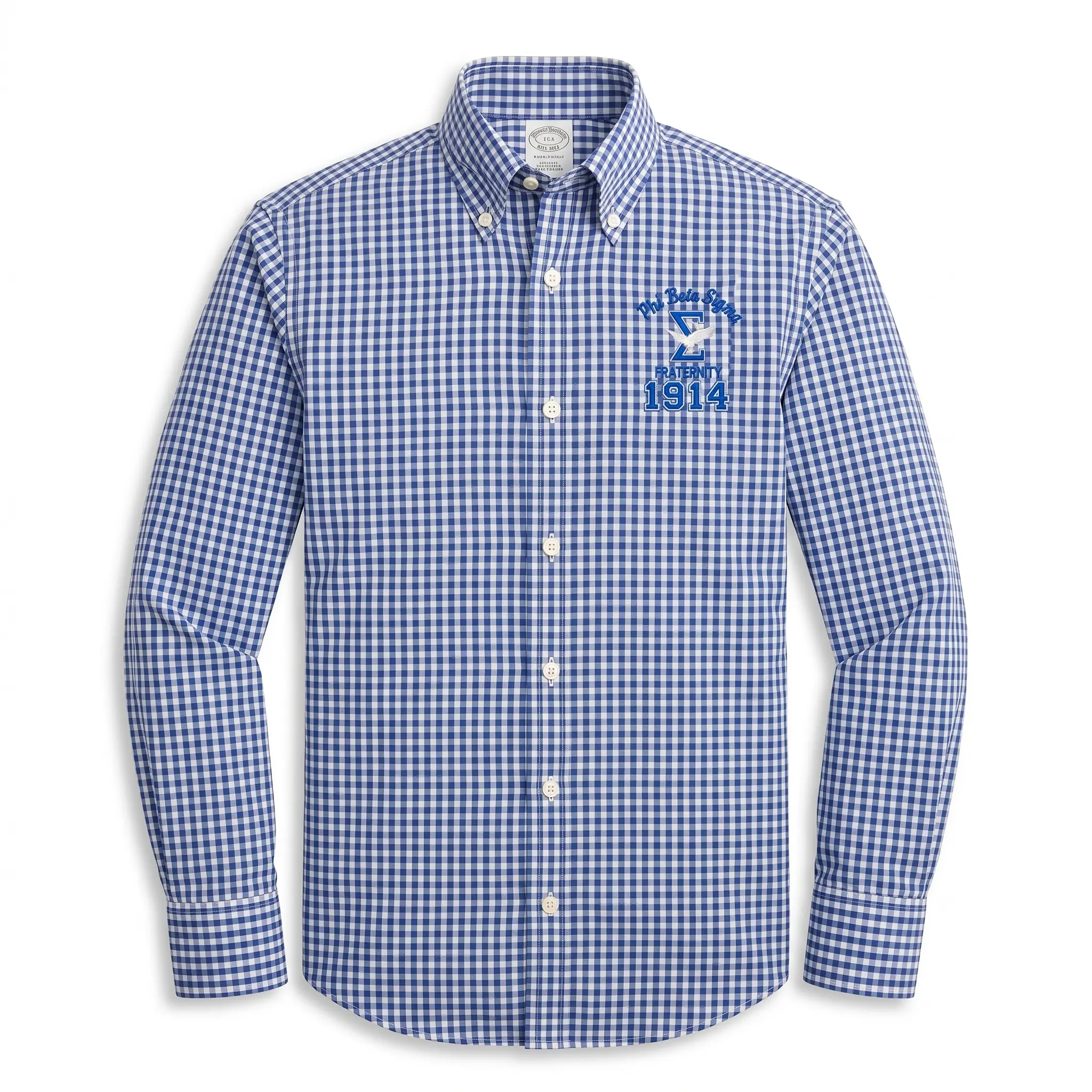 Phi Beta Sigma Blue Gingham Brooks Brother Button-Down Shirt
