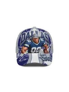 Men's Baseball Cap, Adjustable Dallas Cartoon Snapback Hat, Unisex Curved Brim Sun Protection, Outdoor Casual Wear for Running Sports Street Style