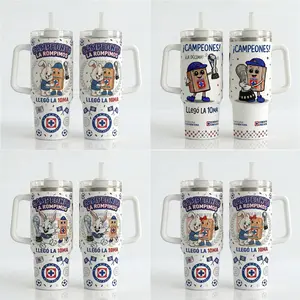 Cruz Azul Campeones La Décima 40oz-30oz Tumbler With Handle, Cementeros Championship Travel Mug, Llegó La 10ma Fan Gift Cup, Soccer Supporter Insulated Tumbler