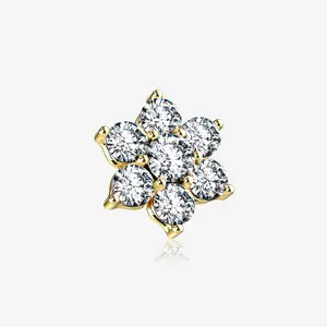 Golden Spring Sparkle Flower Dermal Anchor Top