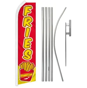Large Size Fries Polyester Flag & Interlock Aluminium-Steel Pole Kit, Unique Print Banner for Home Decor, Festive & Party Supplies
