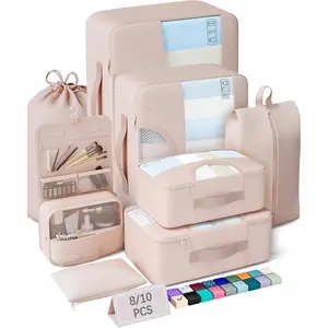 8 Set Packing Cubes for Travel - Luggage Organizer Bags for Suitcase with Hanging Toiletry & Shoe Bag - Gifts for Women, Mom, Cruise Essentials, Vacation Accessories, Lightweight Foldable Travel Bags, Compression Organizers for Luggage, gift for her