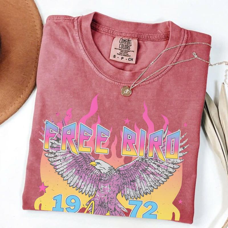 Comfort Colors Free Bird Shirt , Old School Band T-shirt, Retro Music Shirt, Rock Band Tee, Oversized Trendy Shirts for Women