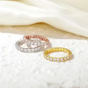 Elegant Timeless Ring Round Cubic Zirconia Stackable Love Ring Stylish Wedding Band Women's Gift Jewelry Classic Design Eternity Rings,summerwins