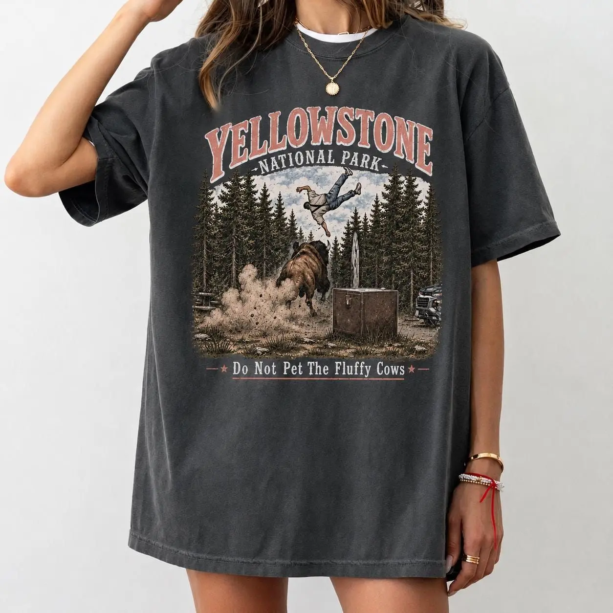 Do Not Pet The Fluffy Cows T-shirt, Yellowstone National Park Shirt, Family Trip Outfit, Funny Meme Cows Vintage Tee Unisex Shirt
