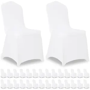 30 Pack White Stretch Spandex Chair Covers Washable Removable Chair Slipcovers Protector for Wedding Banquet Events Dining Decoration