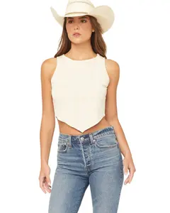 Originality Women's Solid Handkerchief Hem Tank Top - A2954k681ji-Tan