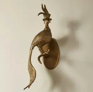 Eric + Eloise Collection - Emerson the Pheasant Feather Bird Bronzed Aluminum Hanging Wall Mount