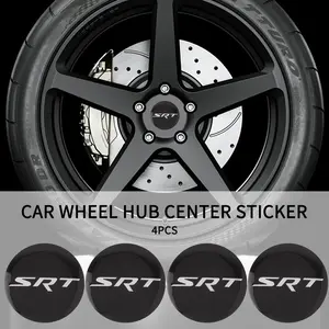 4pcs 56mm Car Wheel Stickers, Center HUB Cap Car Emblem Badge Decal, Fits Dodge Srt Durango RAM Charger Viper Challenger Caliber, Sticker For Cars