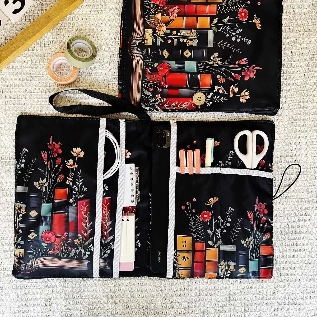 Floral File Organization Handbag, Mother-Child Diary Bag, Medical Document Holder, Travel Storage Bag, Multi Purpose Storage, A4/a5 Inspection Files Organizer, Organized Pockets, Portable Storage Bags