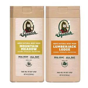 Dr. Squatch Natural Men's Body Wash Shower Gel - Cleansing, Nourishing, Long Lasting Scent, Moisturizing Body Wash for Men - Fresh Falls + Coconut Castaway (14 oz, 2-Pack)