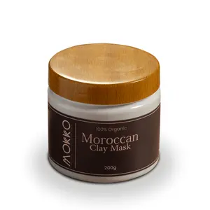Mokko Moroccan Clay Mask - 100% Pure Ghassoul Clay for Deep Cleansing & Detox, Gentle Exfoliation, Oil & Acne Control, Organic & Fragrance-Free, Ideal for Sensitive Skin, 200g Daily Moisturizer