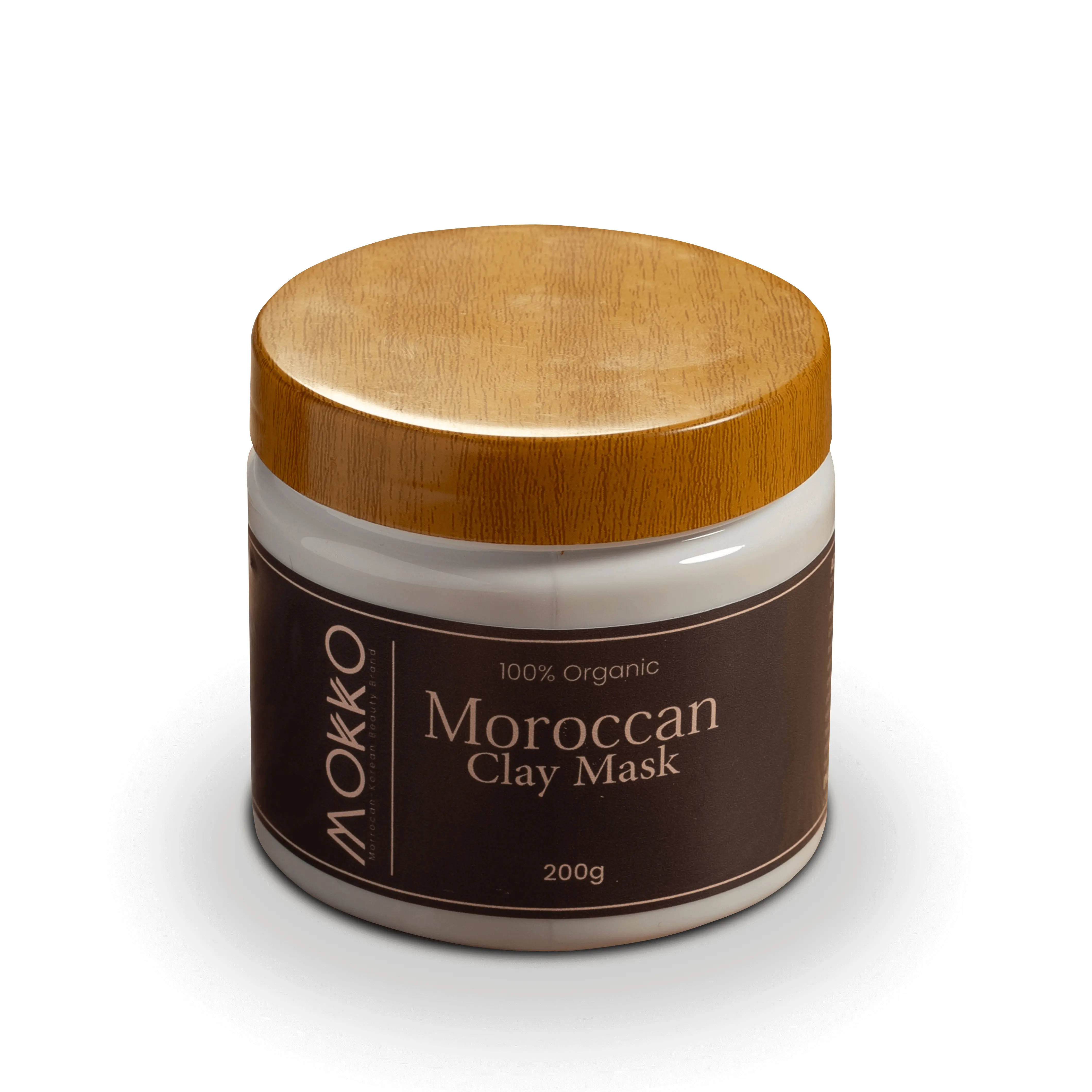 Mokko Moroccan Clay Mask - 100% Pure Ghassoul Clay for Deep Cleansing & Detox, Gentle Exfoliation, Oil & Acne Control, Organic & Fragrance-Free, Ideal for Sensitive Skin, 200g Daily Moisturizer