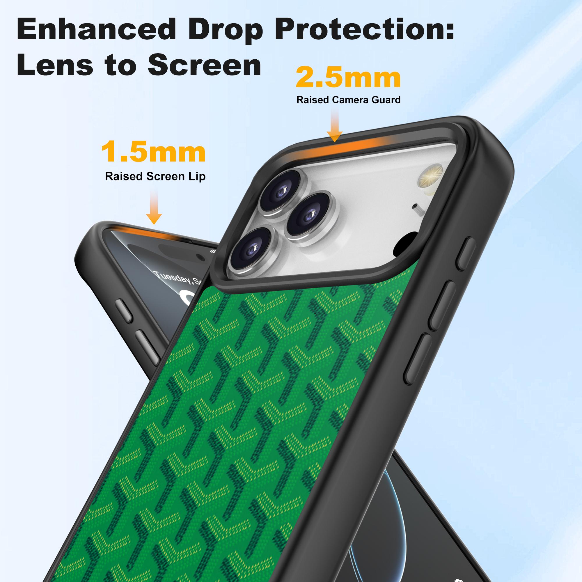 MagSafe Luxury Leather Texture Case for iPhone 17 16 15 14 13 12Pro Max 17 Air | Orange Chevron Pattern, Electroplated Shockproof Protective Phone Cover, Aesthetic Designer Case for Women Men