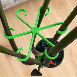 4pc Set Bamboo Plant Stem Support Holder, Indoor Climbing Plant Plastic Stand, Outdoor Climbing Plants, Garden Art Flower Pot Stabilizer, Small Gardening Tool