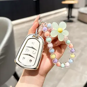 For Cadillac Key Fob Cover with Keychain TPU Protector Suitable for Cadillac Escalade CTS SRX XT5 ATS STS CT6 Key Shell Case Holder