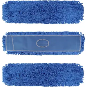 36 Inch Medium Washable Commercial Dust Mop Head Replacement 3 Pack Blue Janitorial Sweeper Mop Head