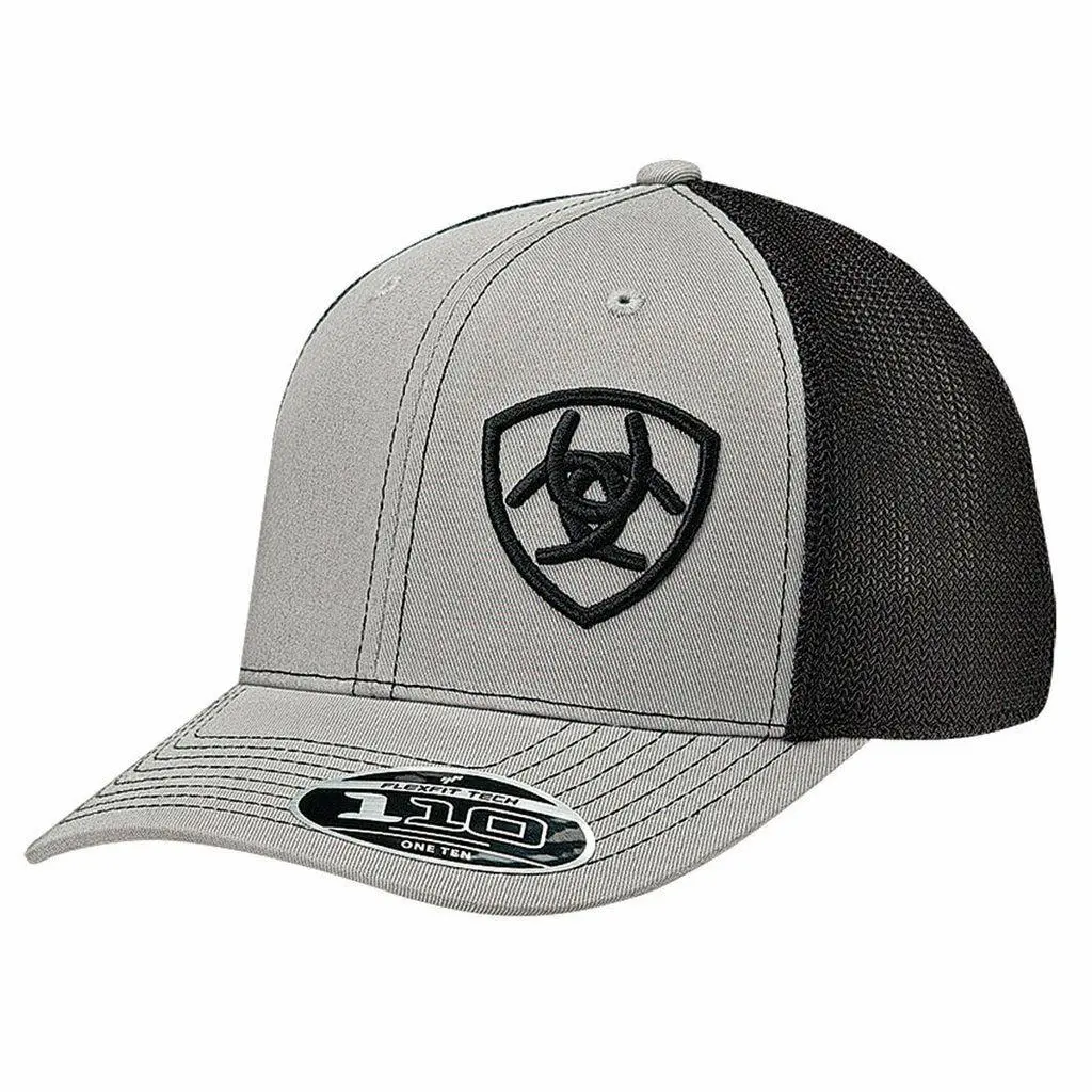 Ariat Unisex Contrasting Shield Baseball Cap Grey Mesh Back Snapback Patch Cap Hats