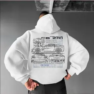 Corvette C6 ZR1 2 Sides Hoodie T-Shirt Sweatshirt, Blueprint Style Supercharged LS9 Graphic Tee for Chevy Fans &amp; Car Enthusiasts, Perfect Gift for Gearheads