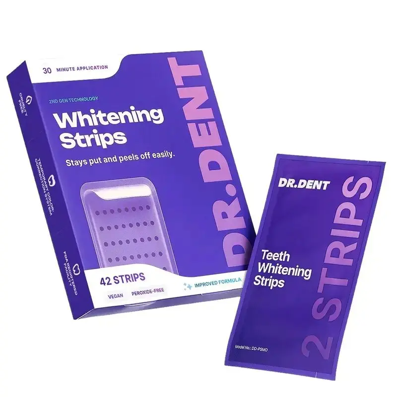 DRDENT Purple Teeth Whitening Strips - 7/21 Whitening Sessions - Non Sensitive Teeth Whitening - Peroxide-Free