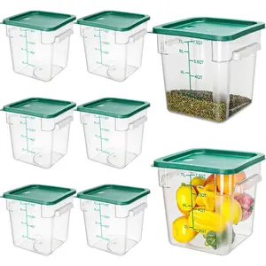 8 Pack 8 Qt Clear  Storage Container with Handles and Lid Commercial Grade Square  Storage Containers with Lids Polycarbonate Storage Container for Home Kitchen Restaurant
