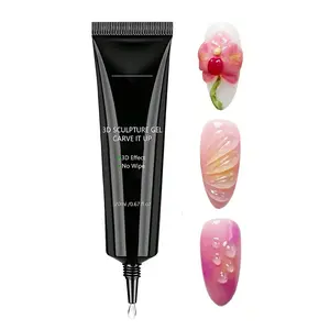 3D Sculpting Gel Nail Art - No Wipe Clear Gel for Drawing, Molding & Nail Decorations, UV LED Soak Off Gel for Salon & DIY Manicure 20M