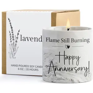 Elegant Glazed Ceramic Candle - 6oz, 25th Wedding Anniversary Keepsake, Lavender Fragrance, Gift-Ready Box, Perfect for Spouse or Loved Ones