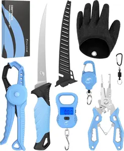 Lightweight and DriftWave Fishing Tool Kit – Corrosion Resistant Fishing Pliers, Lip Gripper, Fillet Knife, Fishing Scale, Retractor & Glove,Scissors & Pocket Knife,Fishing Gifts for Men