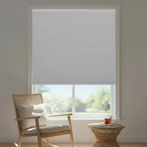LUXEVOIRPANORAMIX Cordless No-Drill Blackout Honeycomb Blinds, Custom Sizes, Easy Installation, Child-Safe, Durable Fabric for Bedroom, Living Room - White
