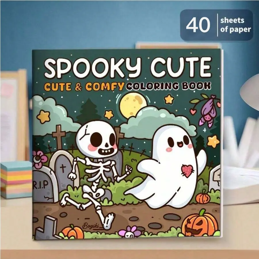 Cute & Comfy Illustrated Creative Coloring Book, Activity Book, Cleverly Combining Cute And Creepy Designs, Perfect For Stress Relief And Relaxation, Great Gift For Mother's Day, Children's Day,Halloween, Christmas, And Birthdays! Artwork