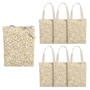 15" x 17" Large Leopard Print Canvas Tote Bags - 6 Pc.