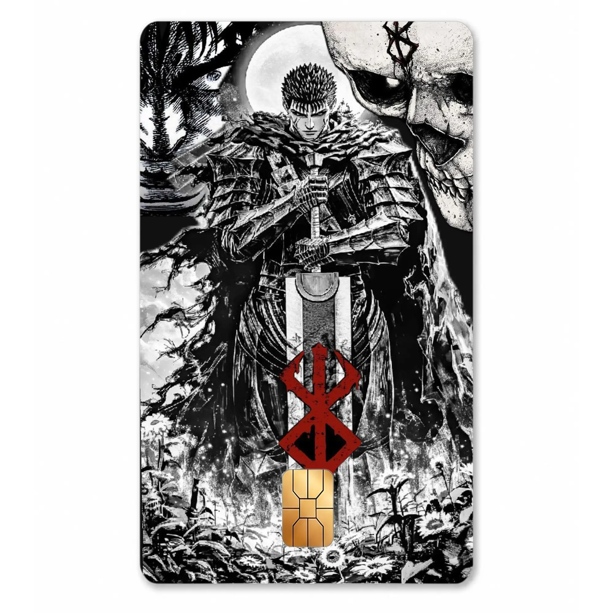 Guts Anime Card Sticker, Berserk Dark Fantasy Debit Card Skin, Medieval Manga Wallet Decal, Gothic Anime Accessory for Collectors